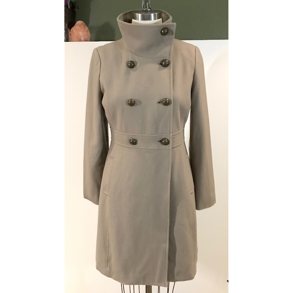 Beige Old Navy Double Breasted Wool Trench Coat